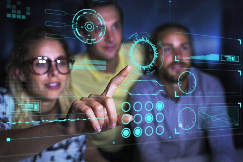 Programmers examining data
