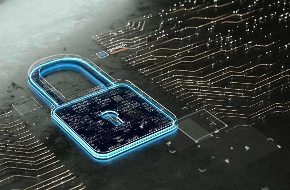 Digital padlock on a circuit board