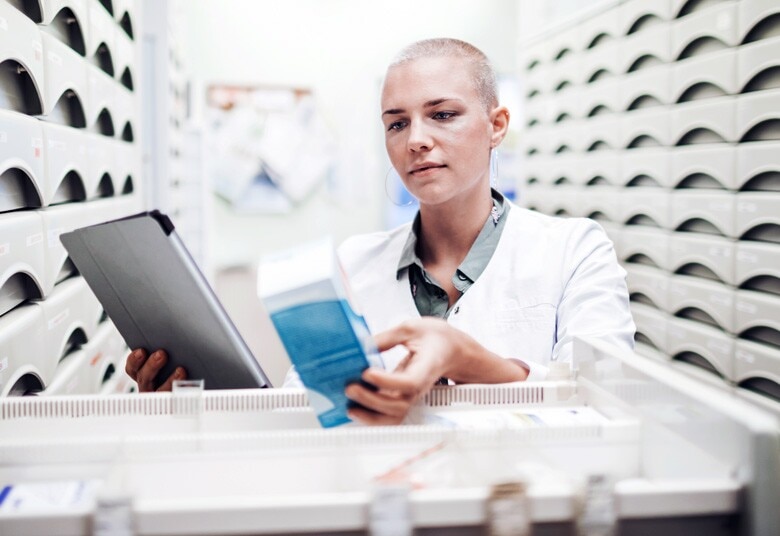 pharmacist filling a prescription