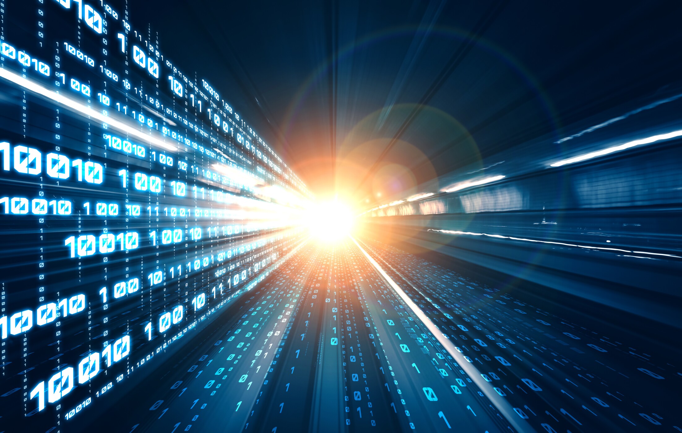 Abstract binary numbers in subway tunnel
