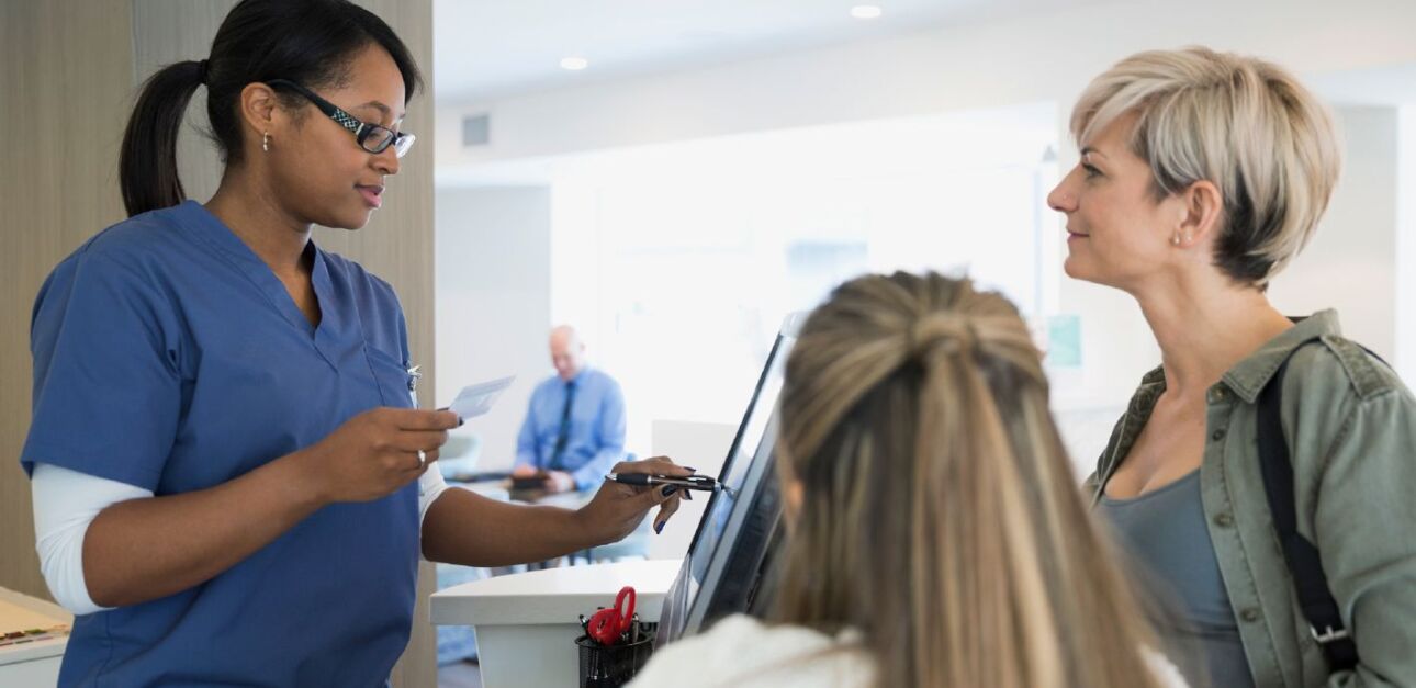 patient checking in for a medical appointment