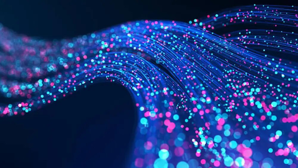 Abstract technology image of data flow in a data center.