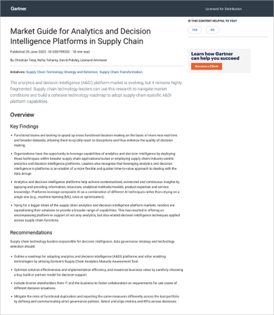 Gartner Supply Chain Market Report cover