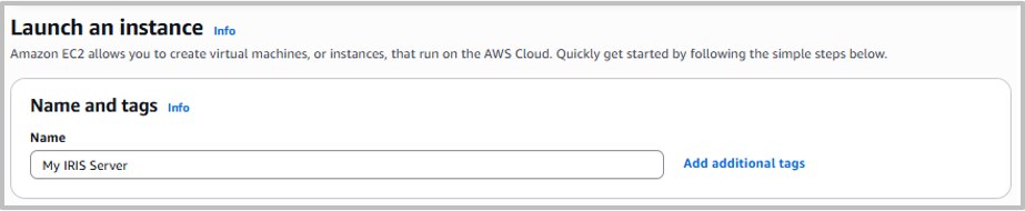Screenshot of EC2 Launch console Name and Tags option