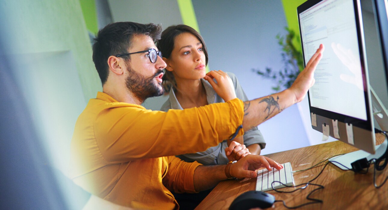 working together on computer