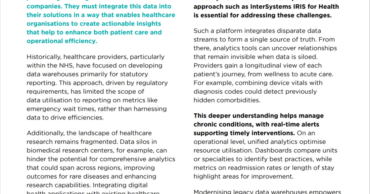 Rethinking HealthTech Analytics for the Digital Age | InterSystems