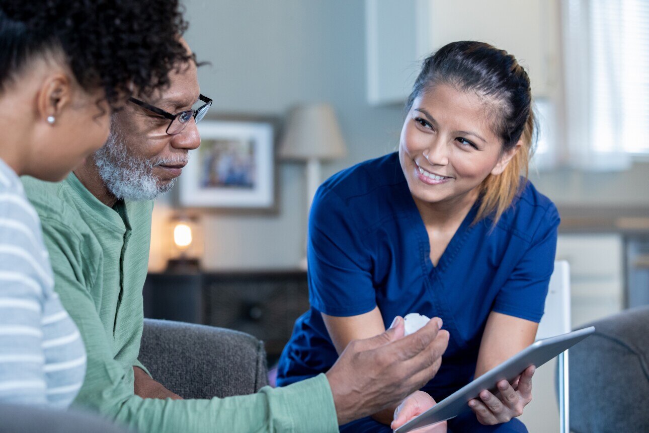 Healthcare nurse and senior patient
