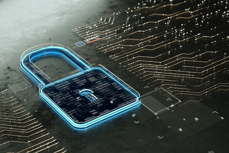 Digital padlock on a circuit board