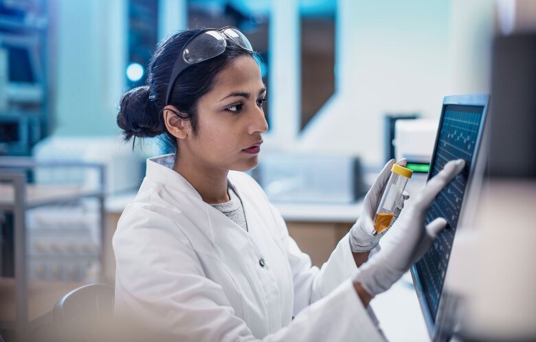 scientist analyzing data in a laboratory