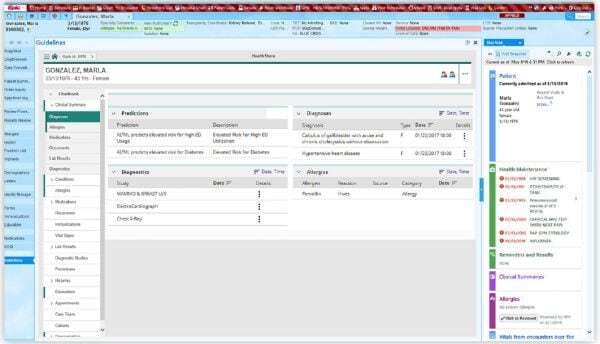 EMR with HBI results and an inbox of alerts