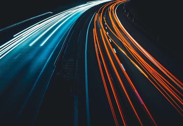 abstract view of neon lit track