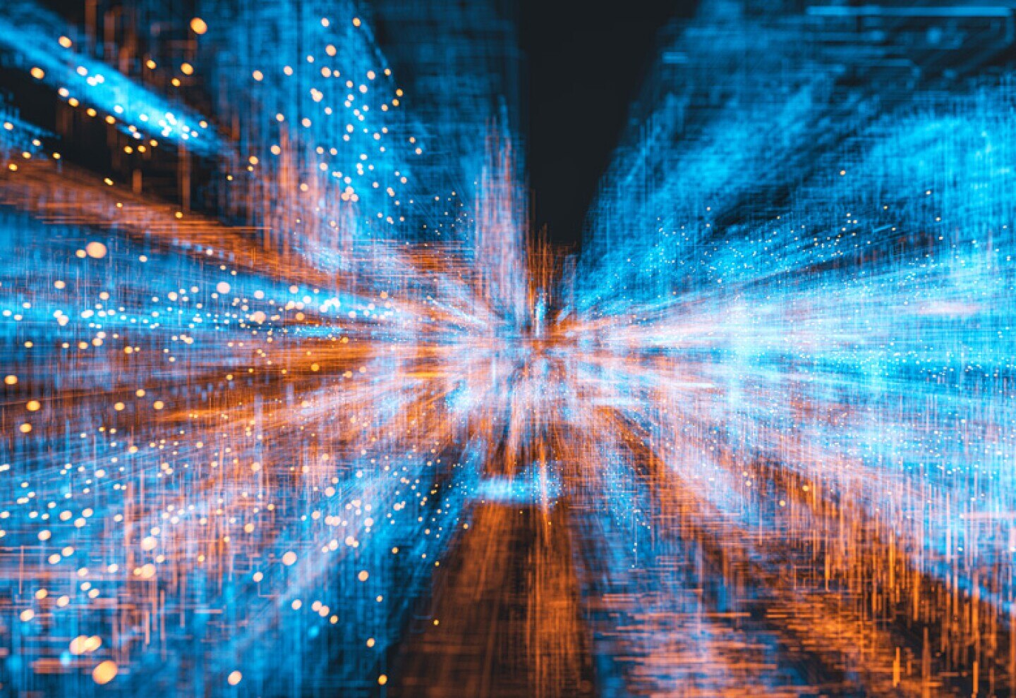 abstract patterns of blue and orange light